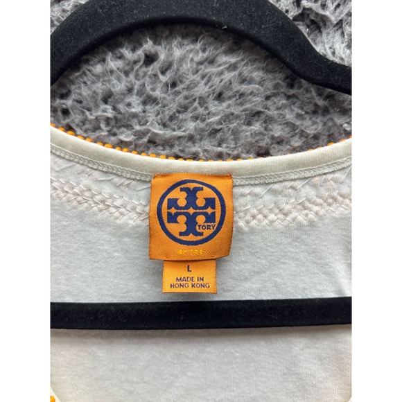 Tory Burch Beaded Logo Tank Top White Womens Size L - Picture 3 of 11